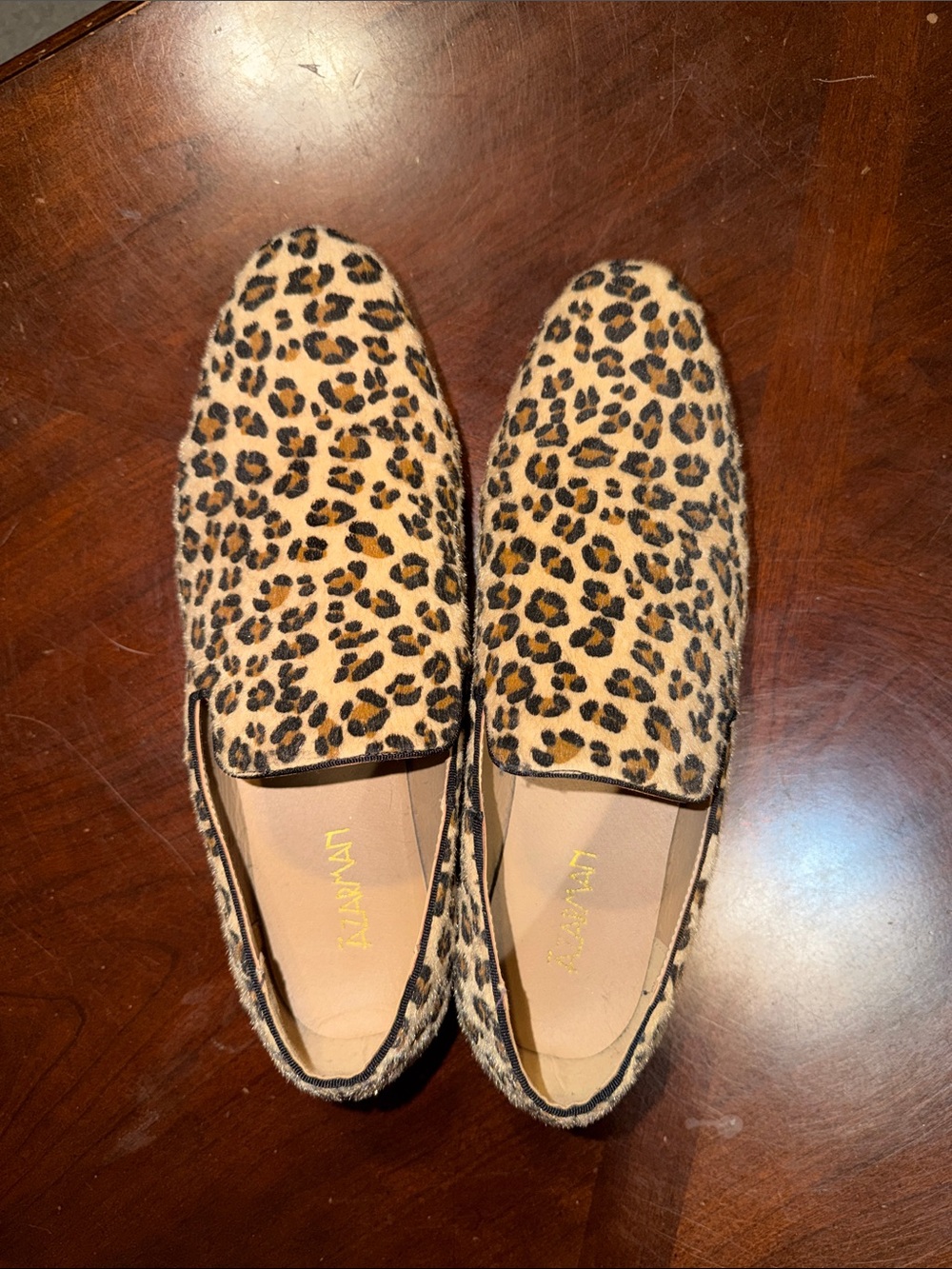 Leopard Print Slip-On Flats - Tan, Black
